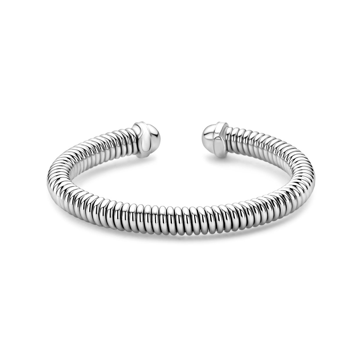 Gerhodineerd 925 zilveren spang armband met zirkonia's 