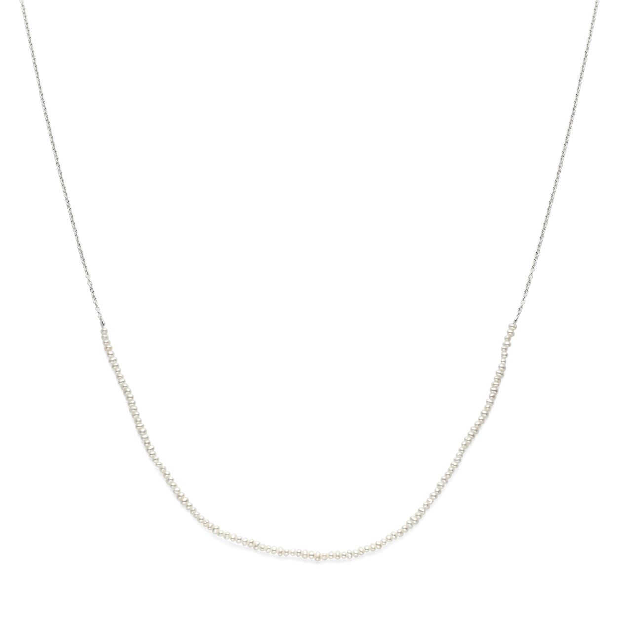 Gerhodineerd 925 zilveren collier uitgevoerd met parels. Het collier heeft draaglengtes van 41-45cm.