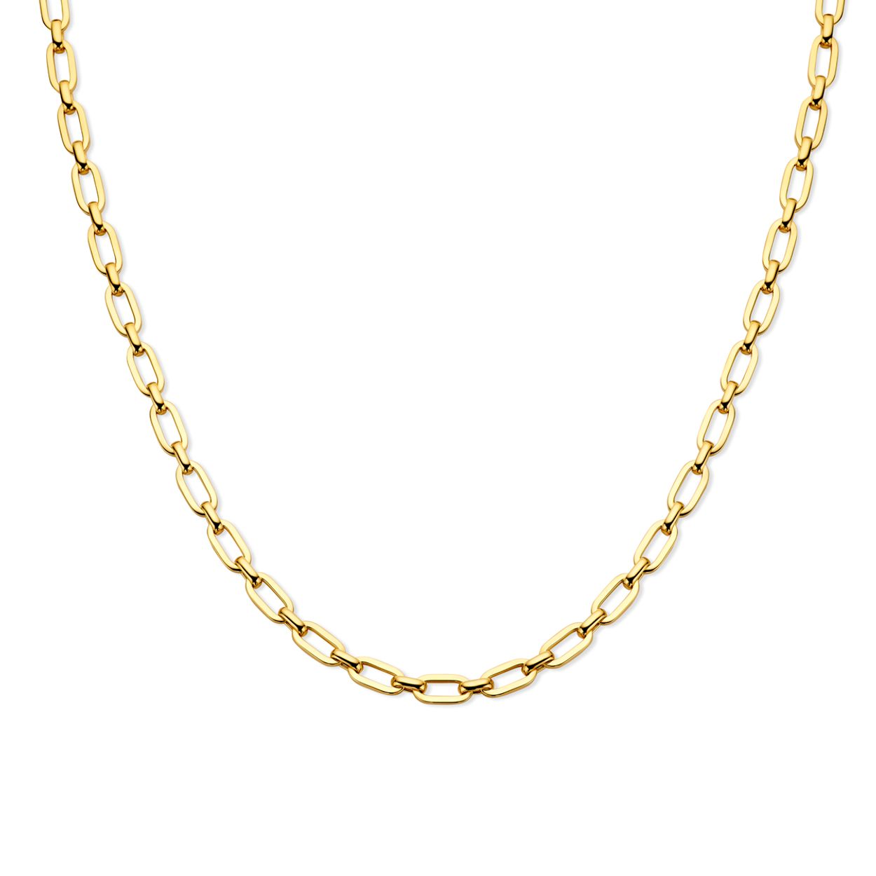 14k Geelgouden collier met een draaglengte van 45cm en een schakelbreedte van 7mm.
