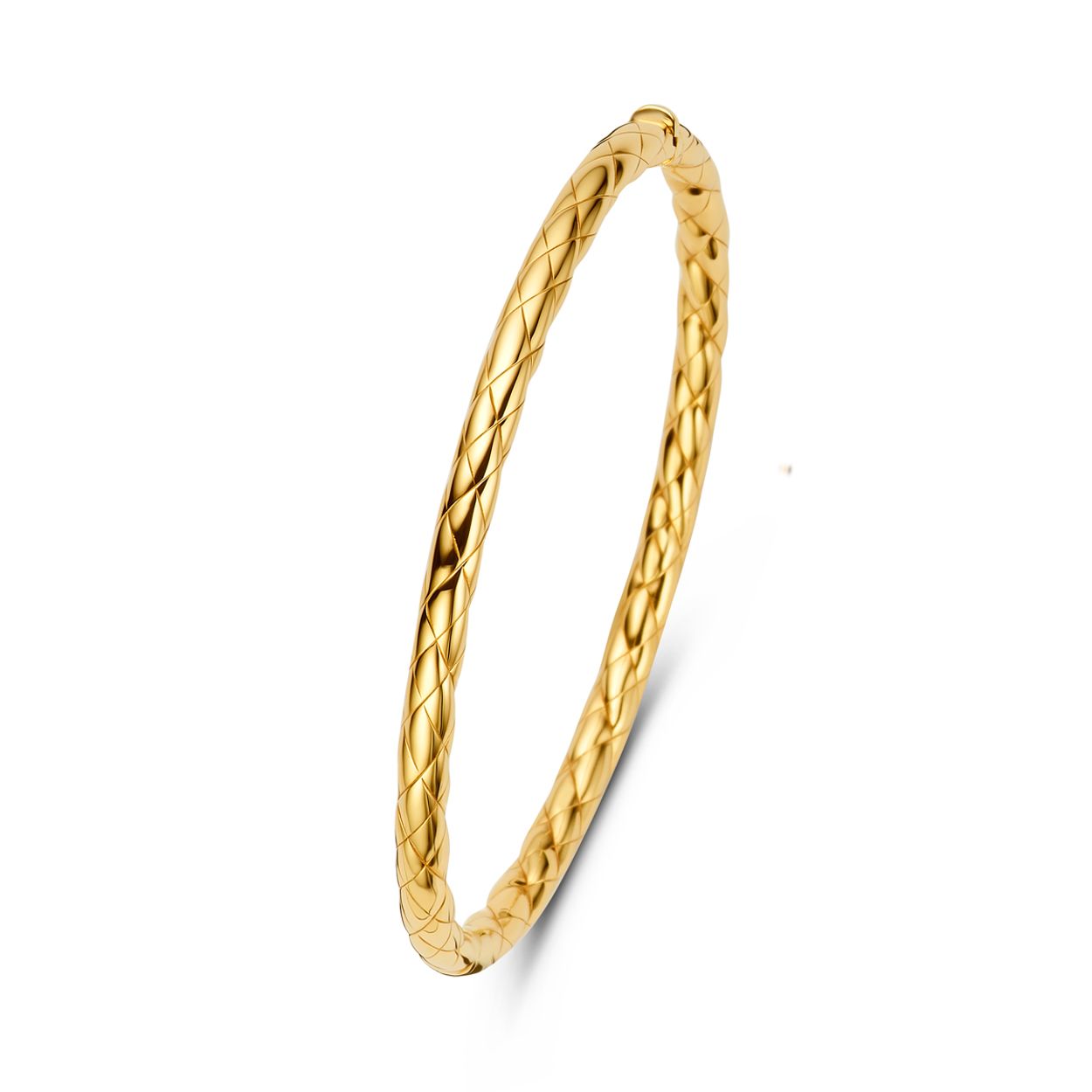 14k Geelgouden bangle met een totale diameter van 60mm.