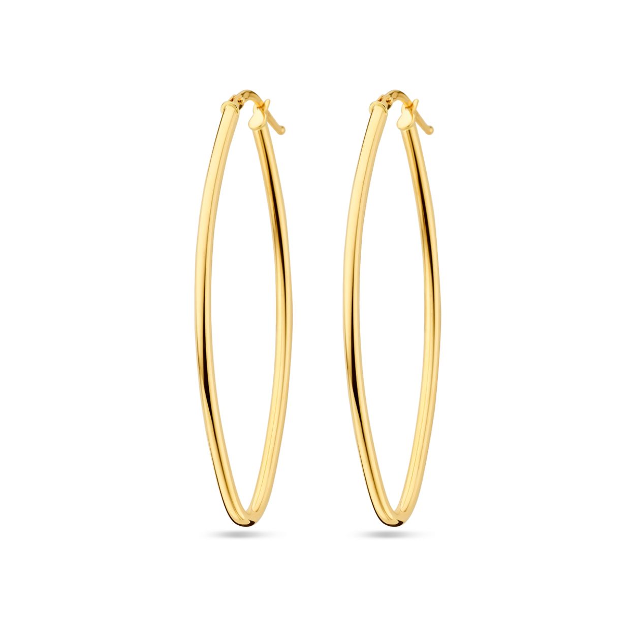 14k Geelgouden oorringen met een afmeting van 52x20mm. Dikte is 2mm.