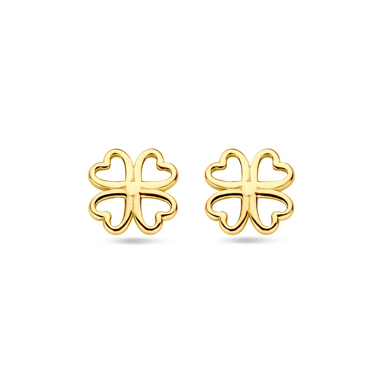 14k Geelgouden uitgevoerd met een klavertje. De oorknoppen hebben een diameter van 8mm.