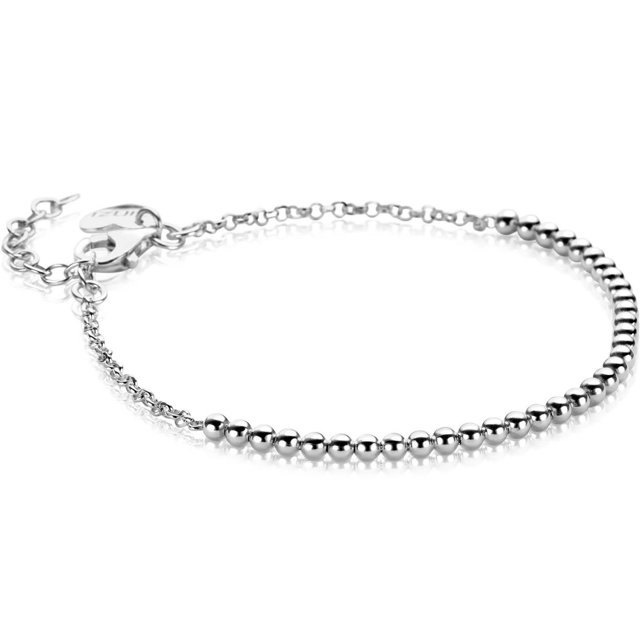 ZINZI zilveren jasseron armband met mooie bolletjes schakels in het midden. De bolletjes zijn 2,5mm breed. De lengte van de armband is te variëren tussen 16cm en 19cm. Vervaardigd van eerste gehalte zilver (925) en voorzien van een extra rodiumlaag voor een langdurige glans.