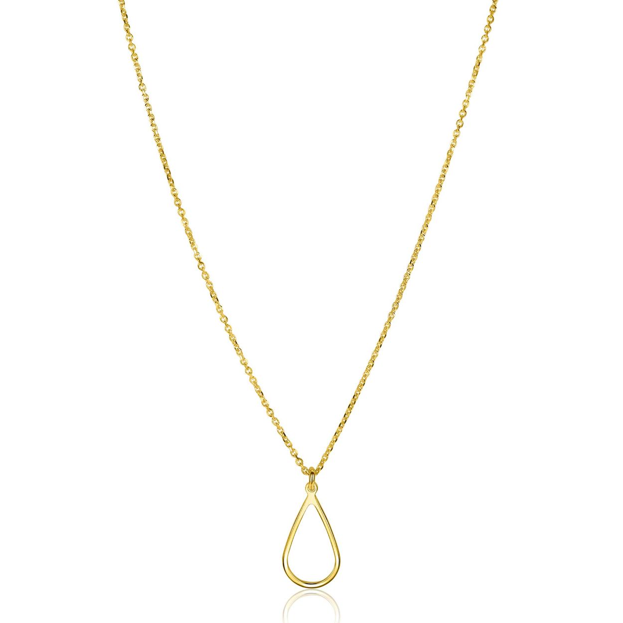ZINZI gold plated zilveren jasseron ketting met open druppelvormige hanger (10mm) 42-45cm ZIC2635