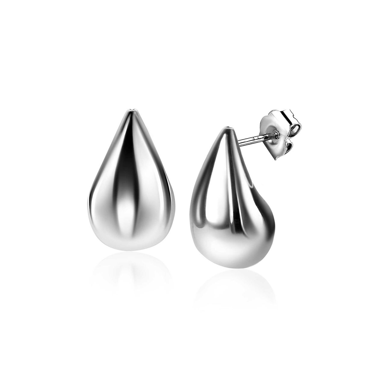 ZINZI zilveren oorstekers in trendy organische druppelvorm van 20mm. Vervaardigd van eerste gehalte zilver (925) en voorzien van een extra rodiumlaag voor een langdurige glans.