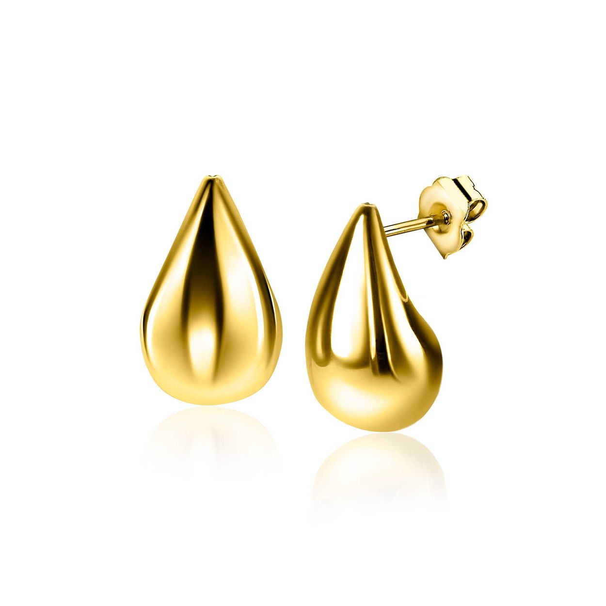 ZINZI gold plated zilveren oorstekers in trendy organische druppelvorm van 20mm. Vervaardigd van eerste gehalte zilver (925) en extra geel verguld.