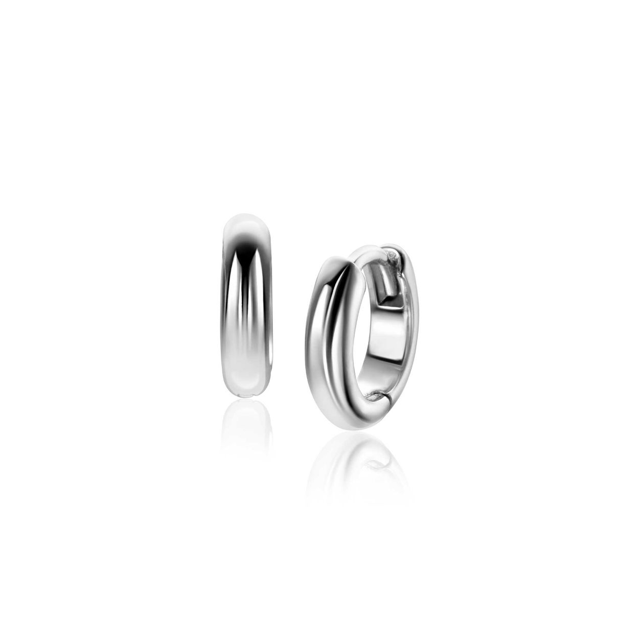 12,5mm ZINZI zilveren gladde oorringen met ronde buis 2mm met luxe klapsluiting ZIO2600