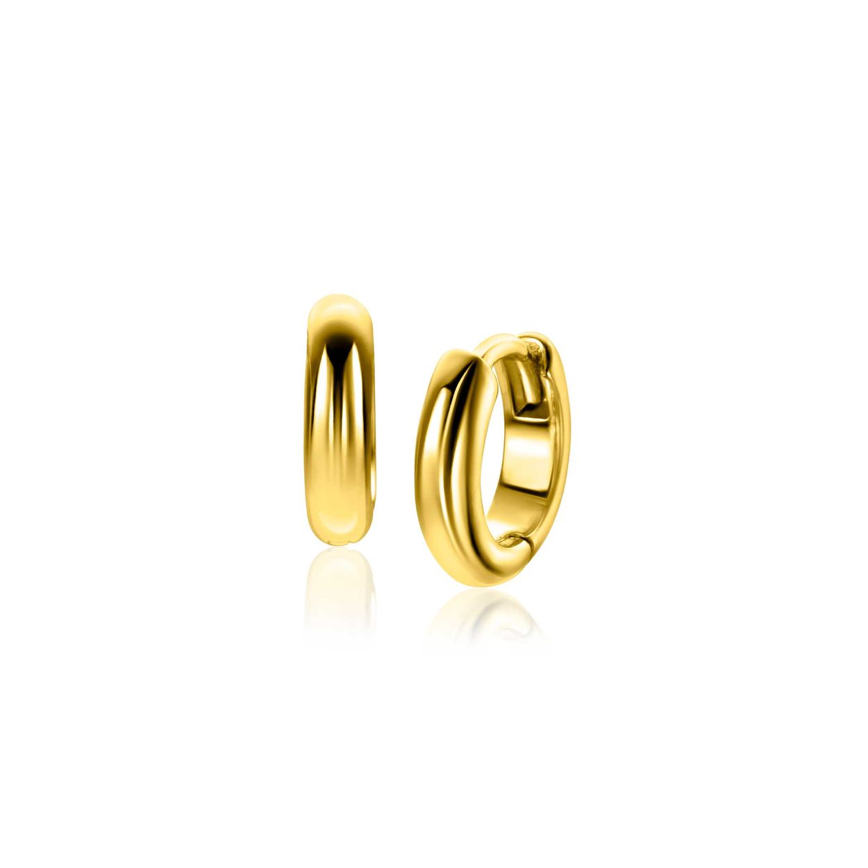 12,5mm ZINZI gold plated zilveren gladde oorringen met ronde buis 2mm met luxe klapsluiting ZIO2600G