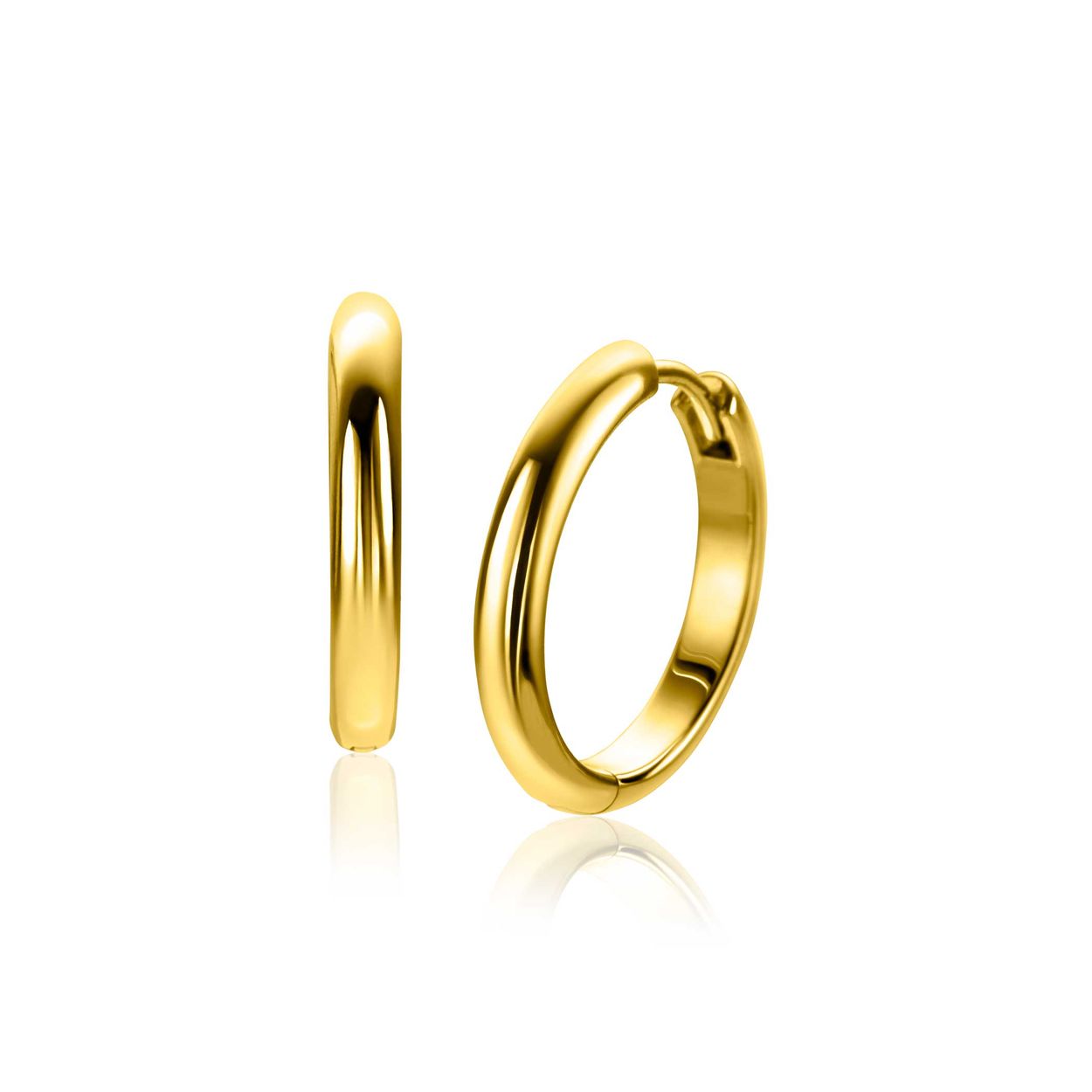 20x3mm ZINZI gold plated zilveren gladde oorringen met ronde buis met luxe klapsluiting ZIO2602G