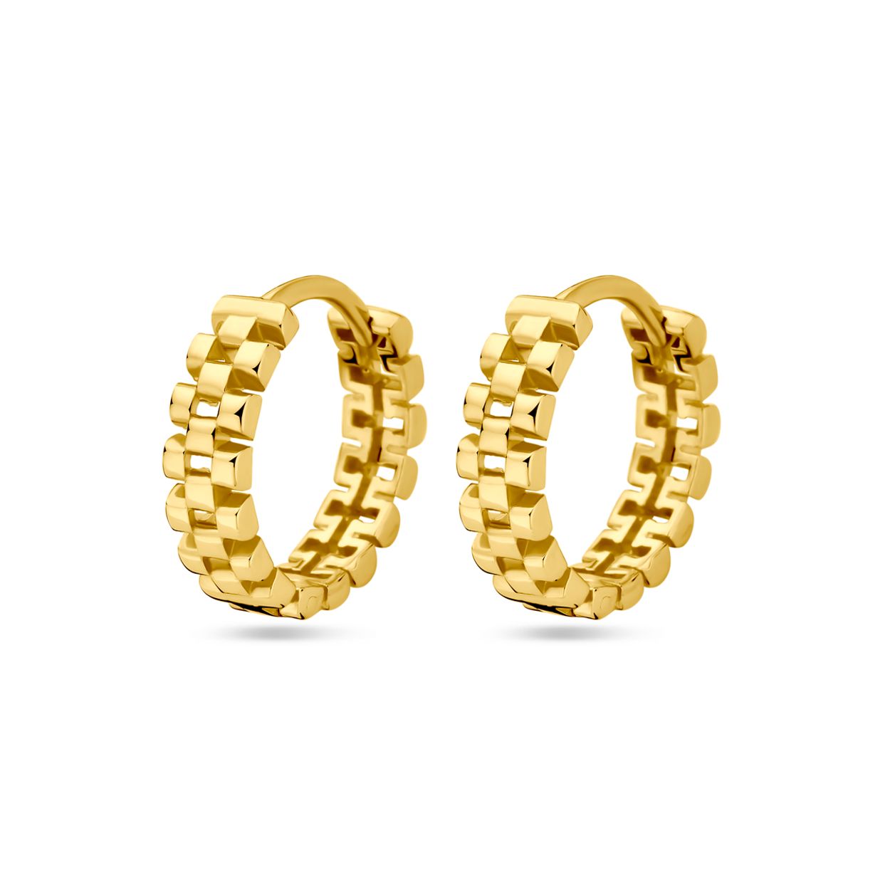 14k Geelgouden klapoorringen met een afmeting van 14x3.5mm.