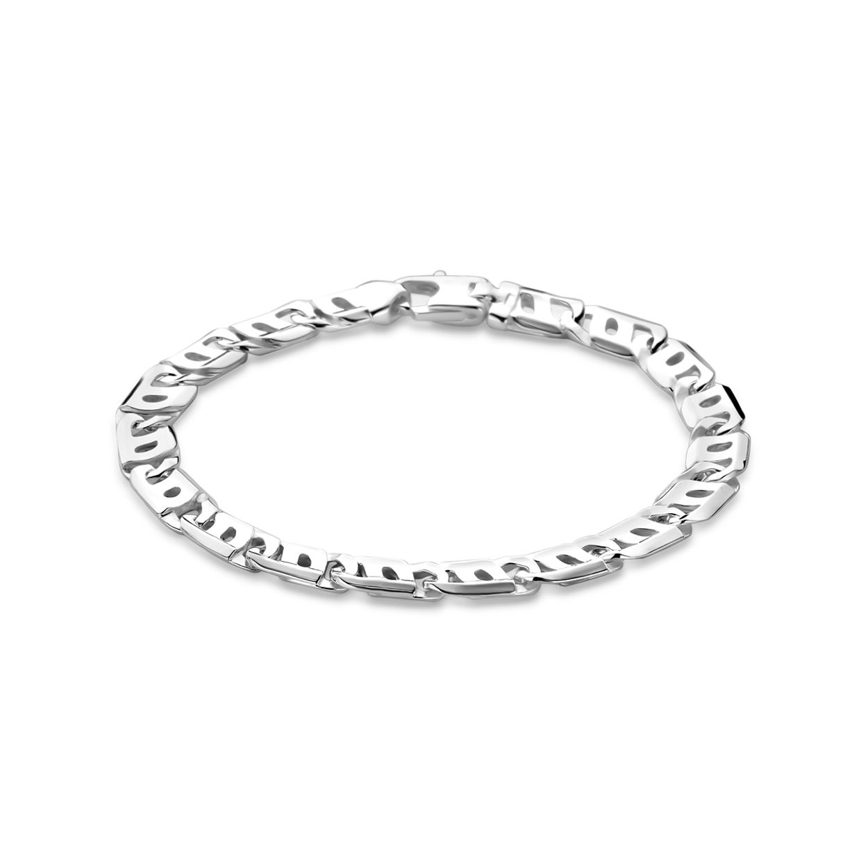 925 Zilveren armband met een draaglengte van 20cm en een schakelbreedte van 7mm. Uitgevoerd met karabijnsluiting.