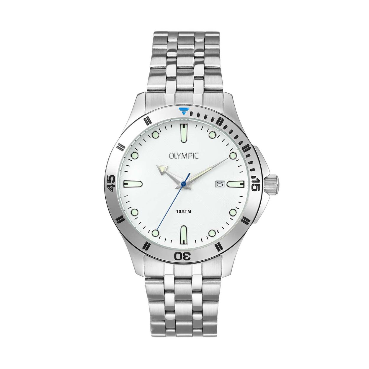 Olympic OL72HSS407 Quinn Horloge Staal 41mm 
Dit unieke Olympic horloge met artikelnummer: OL72HSS407 is een herenhorloge met een classic sportieve uitstraling. Het horloge heeft een ronde stalen kast met een witte wijzerplaat met een datum, witte strepen en stippen ingelegd met lumibrite. Aan de kast zit een stalen schakelband met vouwsluiting. Het horloge heeft een mineraalglas, een doorsnee van 41mm en is 10ATM.

100% Nederlands ontwerp, 10 ATM waterdicht en standaard 3 jaar fabrieksgarantie.

Specificaties:
- Ronde kast  41mm
- Stalen horlogekast
- Witte wijzerplaat
- Stalen schakelband
- 10ATM 
- Standaard 3 jaar fabrieksgarantie
- Mineraalglas