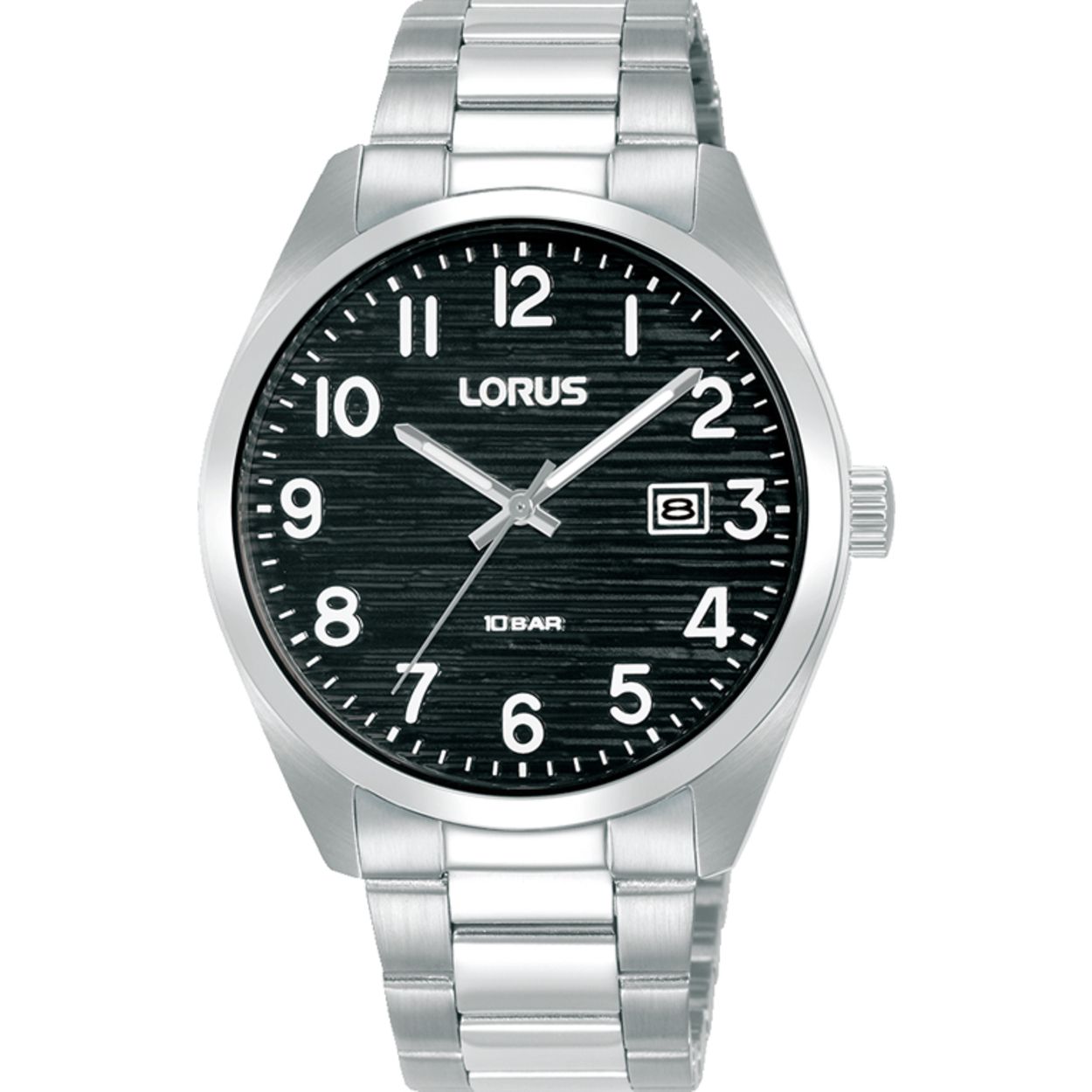Dit is een herenhorloge van het merk Lorus. Het is een analoog horloge gemaakt van staal. De diameter van de kast is 39 mm en de kast is 10.5 mm dik.
De verdere specificaties van het horloge zijn als volgt:
Kastvorm: rond
Kastkleur: zilverkleurig
Kastmateriaal: staal
Bandbreedte: 20 mm
Bandlengte: 254 mm
Sluiting: vouwsluiting met drukker
Wijzerplaatkleur: zwart
Glassoort: hardlex mineraal glas
Waterdichtheid: 10 ATM
Techniek: quartz