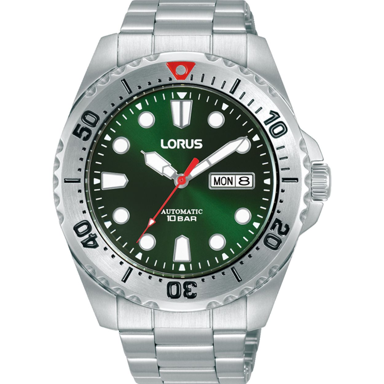 Dit is een herenhorloge van het merk Lorus. Het is een analoog horloge gemaakt van staal. De diameter van de kast is 44 mm en de kast is 13 mm dik.
De verdere specificaties van het horloge zijn als volgt:
Kastvorm: rond
Kastkleur: zilverkleurig
Kastmateriaal: staal
Bandbreedte: 22 mm
Bandlengte: 264 mm
Sluiting: vouwsluiting met drukker
Wijzerplaatkleur: groen
Glassoort: hardlex mineraal glas
Waterdichtheid: 10 ATM
Techniek: quartz