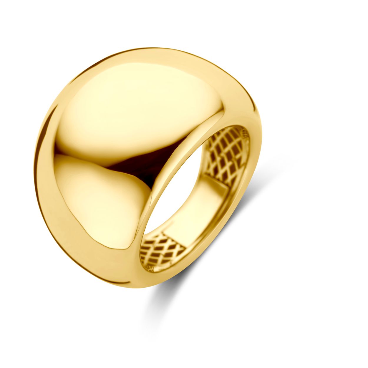 14k Geelgouden ring met een breedte van 17mm.