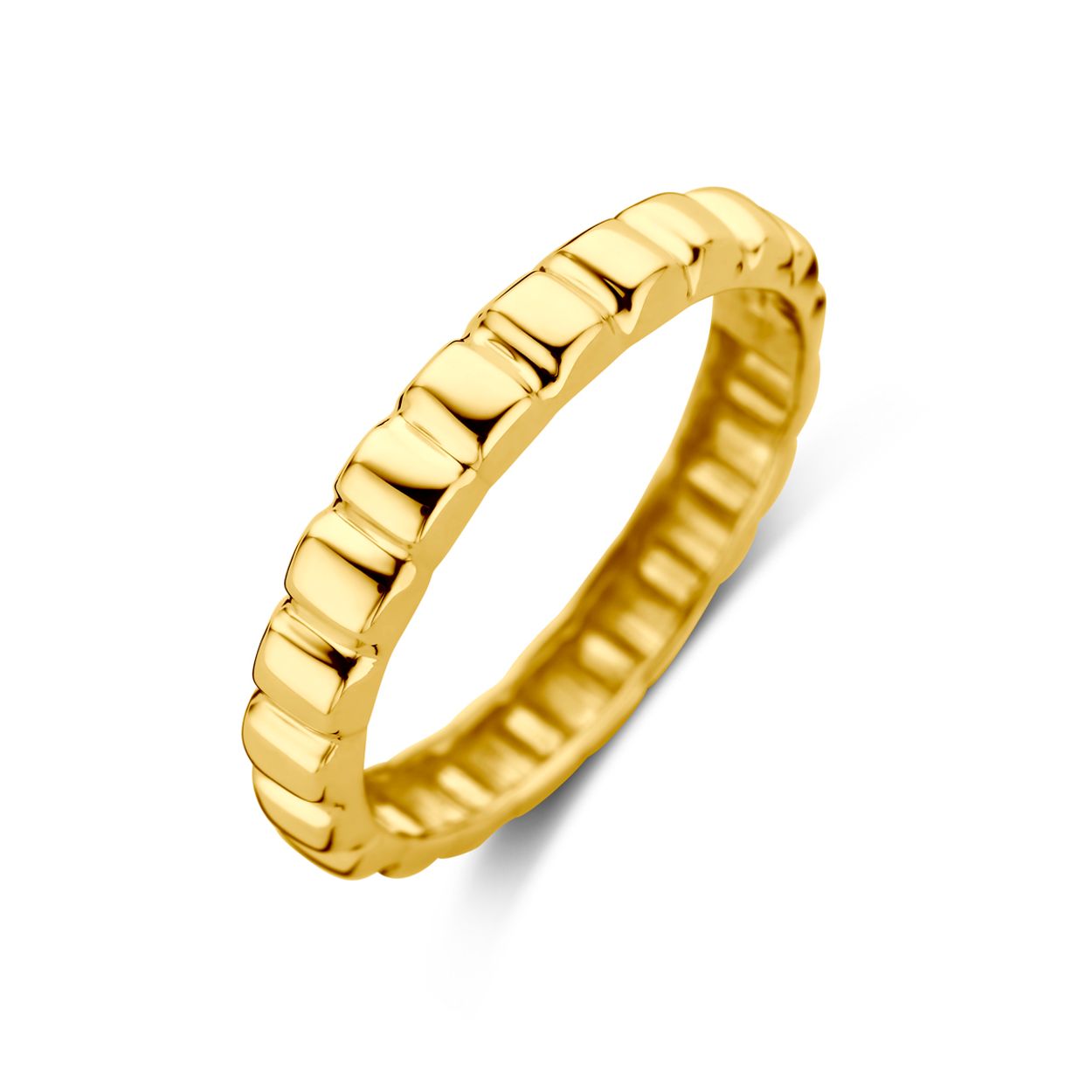 14k Geelgouden ring met een breedte van 3.5mm.