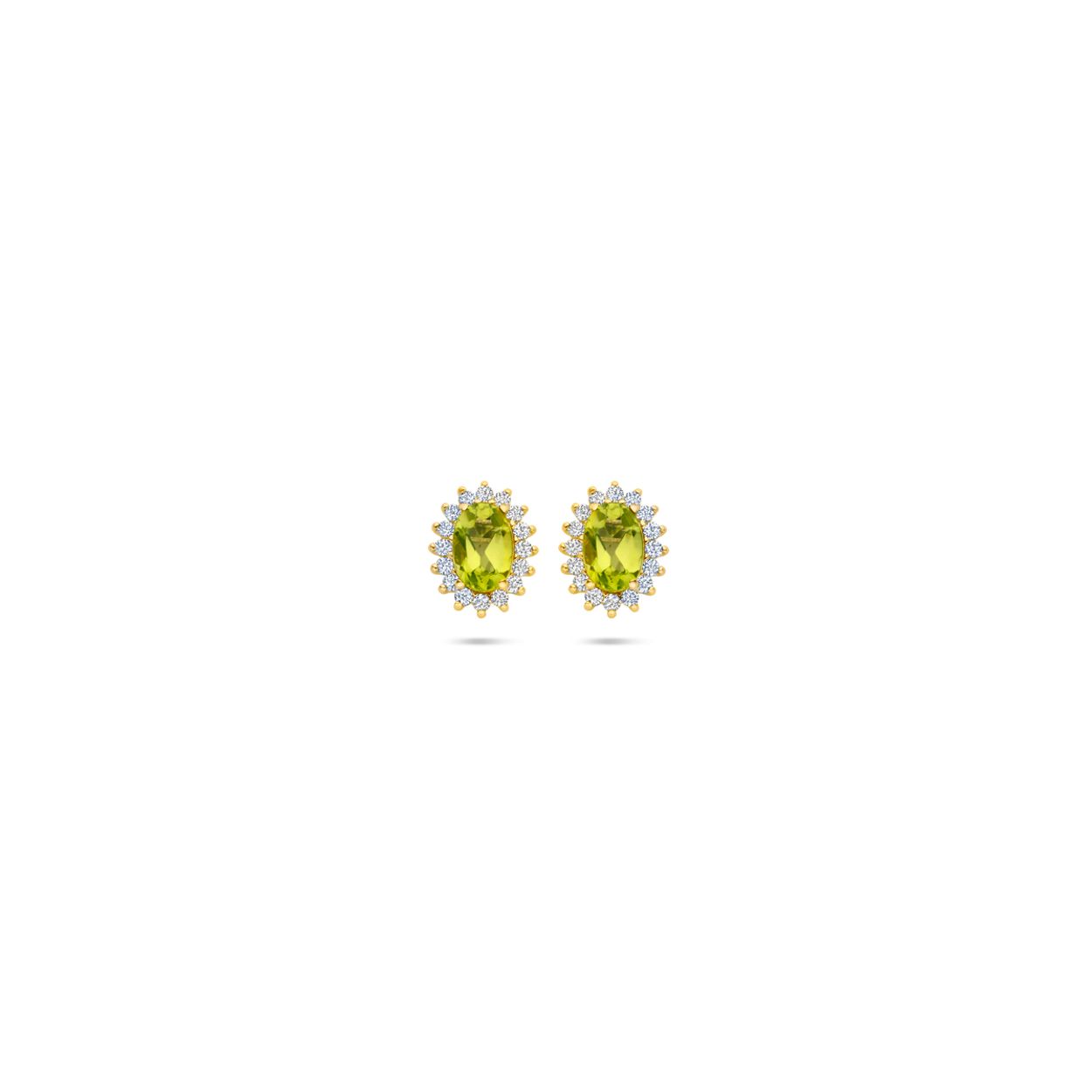 Oorknoppen peridot en zirkonia 9,5 mm