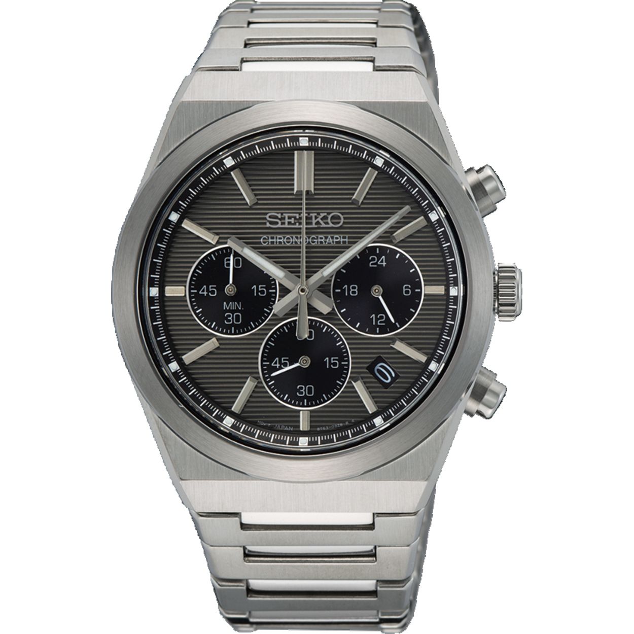 Dit is een herenhorloge van het merk Seiko. Het is een chronograaf horloge gemaakt van staal. De diameter van de kast is 40 mm en de kast is 11.5 mm dik.
De verdere specificaties van het horloge zijn als volgt:
Kastvorm: rond
Kastkleur: zilverkleurig
Kastmateriaal: staal
Bandbreedte: 20 mm
Bandlengte: 258 mm
Sluiting: vouwsluiting met drukker
Wijzerplaatkleur: zwart
Glassoort: saffier glas
Waterdichtheid: 10 ATM
Techniek: quartz