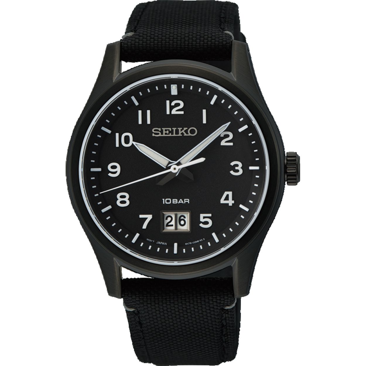 Dit is een herenhorloge van het merk Seiko. Het is een analoog horloge gemaakt van hardcoated staal. De diameter van de kast is 39.5 mm en de kast is 9.78 mm dik.
De verdere specificaties van het horloge zijn als volgt:
Kastvorm: rond
Kastkleur: zwart
Kastmateriaal: hardcoated staal
Bandbreedte: 20 mm
Bandlengte: 264.5 mm
Sluiting: gesp
Wijzerplaatkleur: zwart
Glassoort: saffier glas
Waterdichtheid: 10 ATM
Techniek: quartz