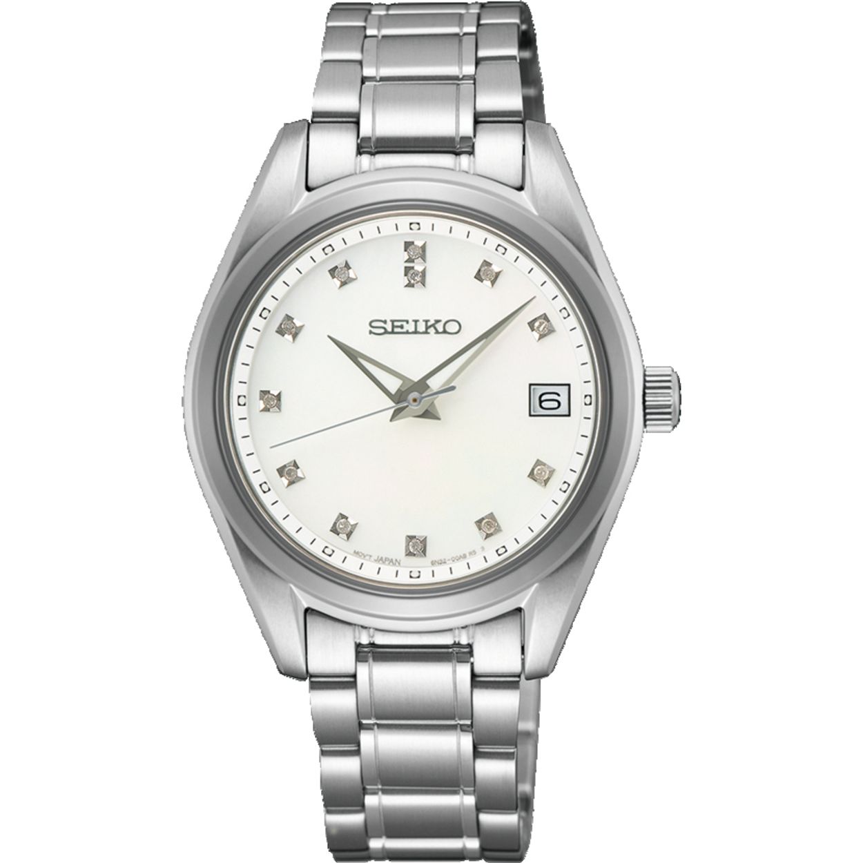 Dit is een dameshorloge van het merk Seiko. Het is een analoog horloge gemaakt van staal. De diameter van de kast is 32 mm en de kast is 8.2 mm dik.
De verdere specificaties van het horloge zijn als volgt:
Kastvorm: rond
Kastkleur: zilverkleurig
Kastmateriaal: staal
Bandbreedte: 15 mm
Bandlengte: 222 mm
Sluiting: vouwsluiting met drukker
Wijzerplaatkleur: parelmoer
Glassoort: saffier glas
Waterdichtheid: 10 ATM
Techniek: quartz