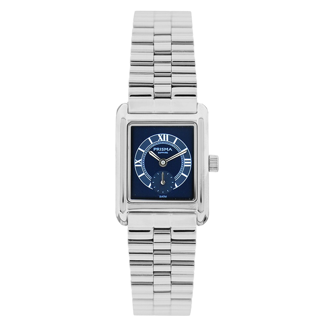 Prisma horloge P2611 Amazone edelstaal bracelet schakelband saffier glas

Algemeen
Geslacht: dames
Model: P2611

Voordelen
- Zeer confortabele staalband 
- blauwe wijzerplaat witte index en romeinse cijfers en aparte sekonde wijzer
- Zwitsers quarts uurwerk
- glas is krasvast
- spat waterdicht: handenwassen, regen
- maat kast 21.5 / 29mm (breedte) 6.3mm (dikte)

