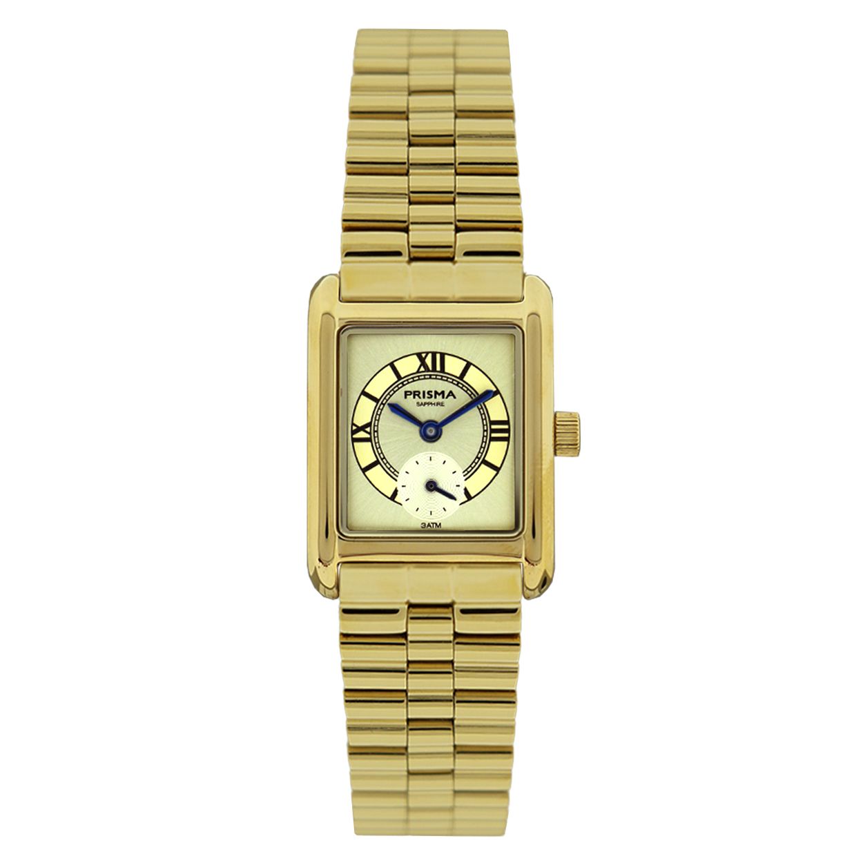 Prisma horloge P2613 Amazone goudkleurige edelstaal bracelet schakelband saffier glas

Algemeen
Geslacht: dames
Model: P2613

Voordelen
- Zeer confortabele staalband IPG double
- champagne wijzerplaat zwarte index en romeinse cijfers en aparte sekonde wijzer
- Zwitsers quarts uurwerk
- glas is krasvast
- spat waterdicht: handenwassen, regen
- maat kast 21.5 / 29mm (breedte) 6.3mm (dikte)

