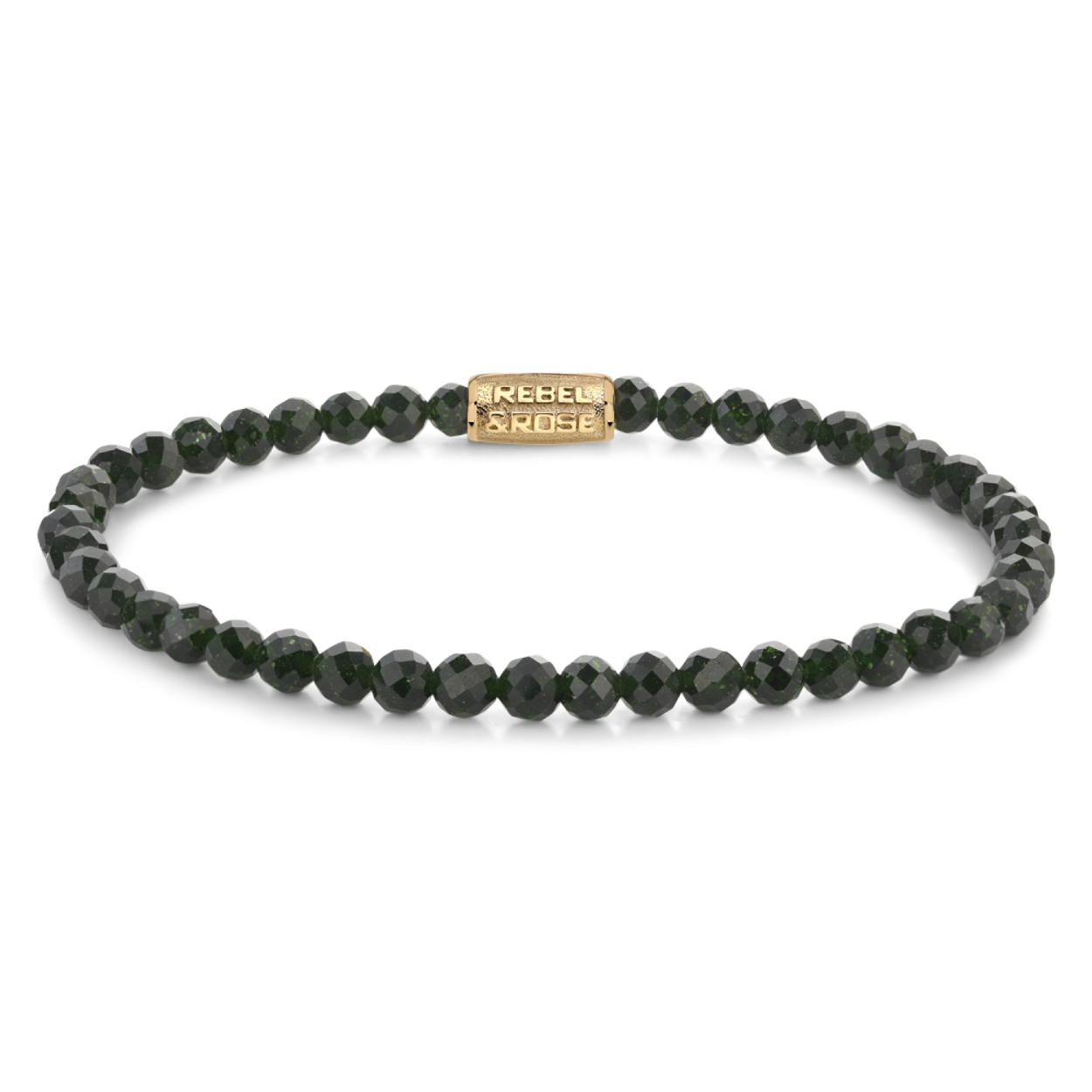 Armband van het merk Rebel & Rose. De armband heeft een hoogwaardige elastische stretch koord, met 4mm van Natural Green Sandstone.