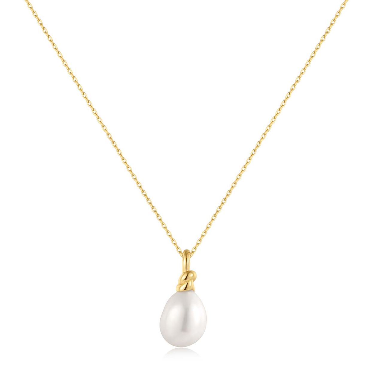 Zilveren vergulde ketting met hanger zoetwaterparel
lengte 52 cm (verstelbaar)
