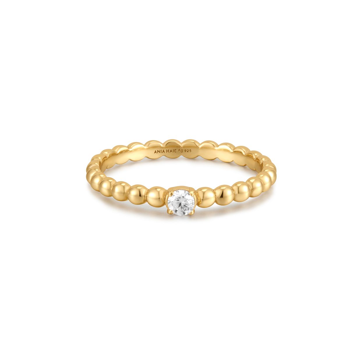 Je zult zeker verliefd worden op onze sierlijke ring. Deze ring is gemaakt van meerdere bollen die met elkaar verbonden zijn en heeft een zirkonia in het midden van een band van 14kt verguld sterlingzilver. Stapel hem op met die van jou en pas moeiteloos bij je dagelijkse looks.

HET MERK
Geïnspireerd door de laatste fashion trends is Ania Haie het toonaangevende sieradenmerk voor hoogkwalitatieve maar ook betaalbare zilveren sieraden, zonder op de kwaliteit in te leveren. Iedere collectie is gebaseerd op de laatste catwalktrends, waardoor Ania Haie snel tot hét sieradenmerk voor stijlbewuste consumenten is verkozen. Elk sieraad wordt ontworpen om te combineren met andere sieraden waardoor je je eigen look kunt creëren. Maar ook zijn Ania Haie sieraden opvallend genoeg om op zichzelf te dragen.

SPECIFICATIES
- Ania Haie
- Ring
- 925 zilver met gold/ rhodium plating
- Maat 54
- AH R059-01G