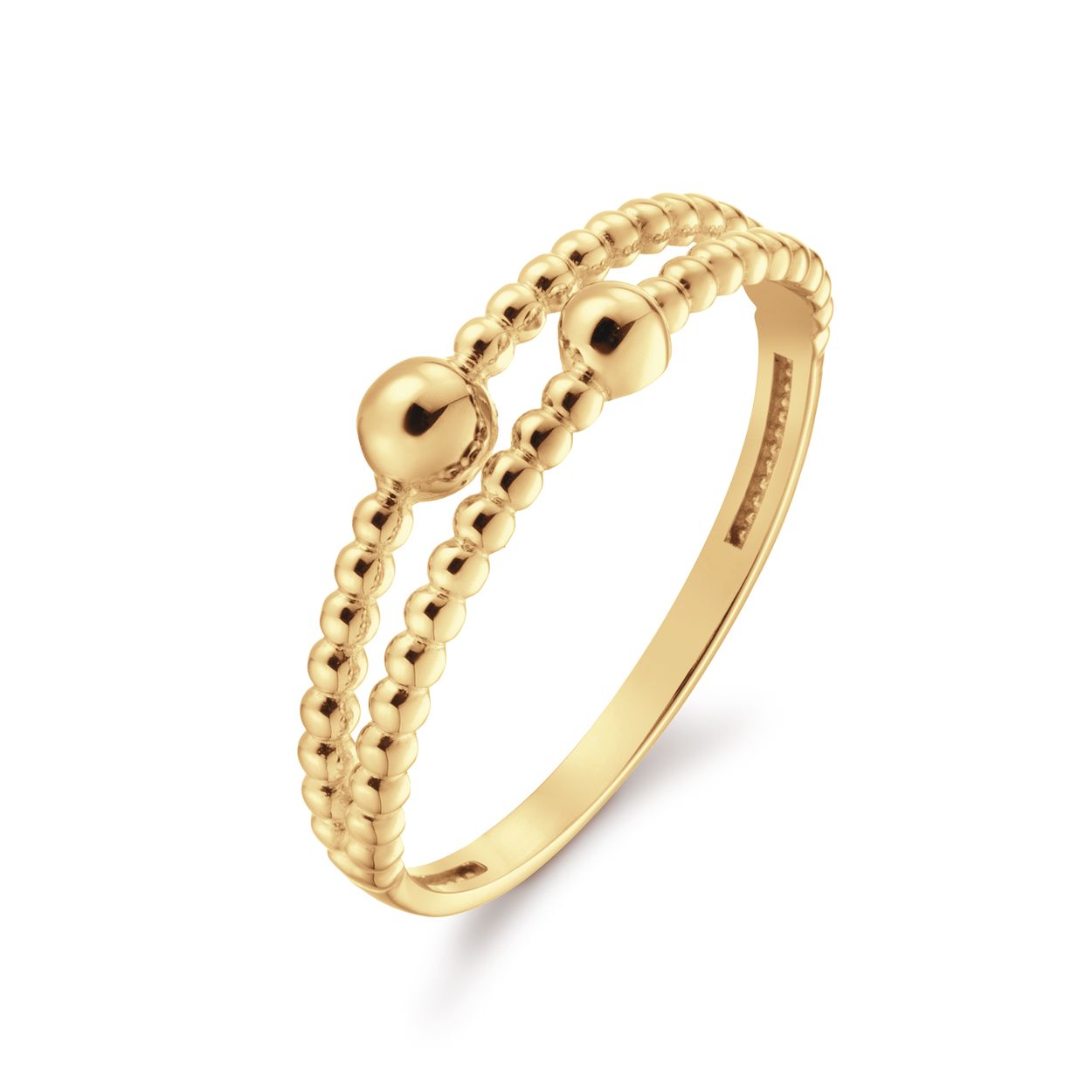 De Tintoretto ring is gemaakt van 14 karaat goud en geinspireerd op het werk van kunstschilder Tintoretto. De dubbele ring met bolletjes is een mooie toevoeging aan jouw ringen collectie!

Venetian Diary Als je aan een betoverende stad denkt, waar je kunt verdwalen in smalle straatjes en waar gondels je meenemen langs de mooiste gebouwen en architectuur. Waar op iedere hoek iemand spontaan in een serenade kan uitbarsten. Aan welke stad denk je dan? Juist, het Italiaanse Venetië. Mysterieus, betoverend en romantisch. Een stad met elegante grachten, prachtige pleinen en kleurrijke mensen. Een stad waar ik mijn hart aan heb verloren. 

Het merk
Jackie is hét 14 karaat gouden on trend sieradenmerk. De collecties zijn geïnspireerd op de reizen die ik maak, van stedentrips tot exotische oorden. Elk gouden sieraad is helemaal van nu, handgemaakt door Europese goudsmeden en vervaardigd van overwegend gerecycled goud met echte edelstenen en zoetwaterparels. Elke collectie is dan ook met veel liefde en passie samengesteld. Mijn Jackie sieraden zijn de perfecte finishing touch voor iedere outfit!

Specificaties
- Ring
- Materiaal: 14 Karaat - Geelgoud - 585
- Dubbel Band
- Maat 52