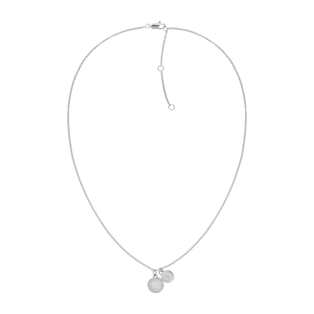 Tommy Hilfiger Jewels TJ2780901 Ketting Dames Staal 45cm
Deze ketting van Tommy Hilfiger uit de jewelry serie MINI CRISTALS met nr: TJ2780901 is een opvallend model. De zilverkleurige stalen dames ketting heeft een ankerschakel met 2 hangers. Een plat plaatje met de buitenrand vol gezet met kristallen, het andere hangertje is het uitgesneden logo plaatje van Tommy. Door de exrta tussenogen is de ketting op meerdere lengtes te dragen, zowel op 40, 42,5 en op 45cm. Ook leuk te combineren met andere armbanden en sieraden van Tommy Hilfiger.

Het merk:
Tommy Hilfiger is wereldwijd één van de grootste designer lifestyle merken en is internationaal bekend om haar classic American cool stijl. De sieraden zijn voor dames en heren met een eigen stijl, die niet bang zijn om dit aan de wereld te laten zien.

Specificaties:
- Fijne schakelketting zilverkleurig
- Materiaal: Staal
- Totale lengte 45cm
- Dames sieraad