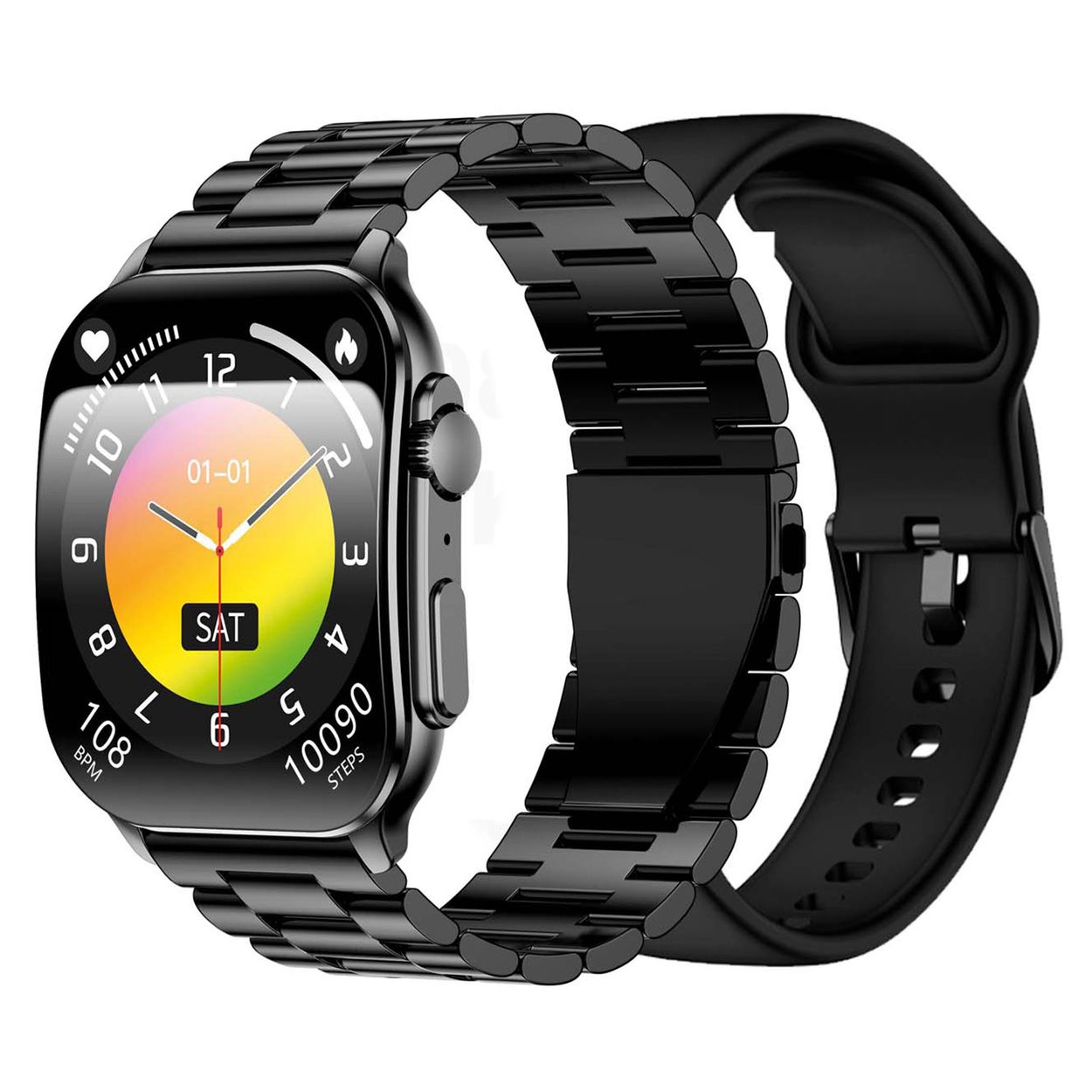 SMARTY2.0 SW080H Smartwatch Alloy Staal 46x37mm
Dit Smarty Smartwatch horloge met nr: SW080H is een stap in de toekomst. De zwarte kast is gemaakt van metaal met een gehard glas. Aan de kast zit een zwarte schakelband met een vouwsluiting. Het rechthoekige horloge heeft een afmeting van 46x37mm en is spatwaterdicht. Bij deze uitvoering krijg je een zwarte siliconen band kado. Deze smartwatch is sportief, stijlvol, maar zeker gebruiksvriendelijk. Om door apps, berichten en tekst te bladeren hoeft je alleen maar op het glas te tikken of de knop te gebruiken. 

Merk:
SMARTY2.0
Smartwatches verbinden je met de wereld. 
SMARTY2.0 biedt een brede keuze aan vormen en functionaliteiten. Een ronde of rechthoekige smartwatch? Eentje voor de smalle pols? Een ladies watch of een kids watch?  SMARTY2.0 heeft het allemaal.
De keuze qua functionaliteiten is onuitputtelijk: bluetooth bellen, stappenteller, hartslag- en bloeddrukmeter,  meerdere verschillende sporttrackers, menstruatie en ovulatie herinneringen, ingebouwde GPS, vind mijn smartphone en heel veel meer. Maak je eigen keuze.
Iedere SMARTY werkt zowel met iOS als met Android en is moeiteloos via een QR-code te koppelen met iedere mobiele telefoon. Misschien wel dÃ© makkelijkste smartwatch voor iedereen.
SMARTY2.0 staat voor hoge kwaliteit in een betaalbaar prijssegment: â¬ 79 - â¬ 199.

Highlights:
- Geschikt voor Android en iOS  
- De Smartwatch heeft Bluetooth call 
- Hoge batterij efficientie
- 24 uur hartritme meting
- Bevat smart music 
- Door de verschillende meters en tellers is het mogelijk om onder andere de hartslag, stappen, snelheid, slaap, luchtdruk, stress, hoogte- en diepte te meten
- D.m.v. de ingebouwde GPS, is het mogelijk om offline te navigeren en achteraf je route terug te kijken (zonder dat de telefoon in de buurt is)
- Stof,- Waterdichtheid: IP68