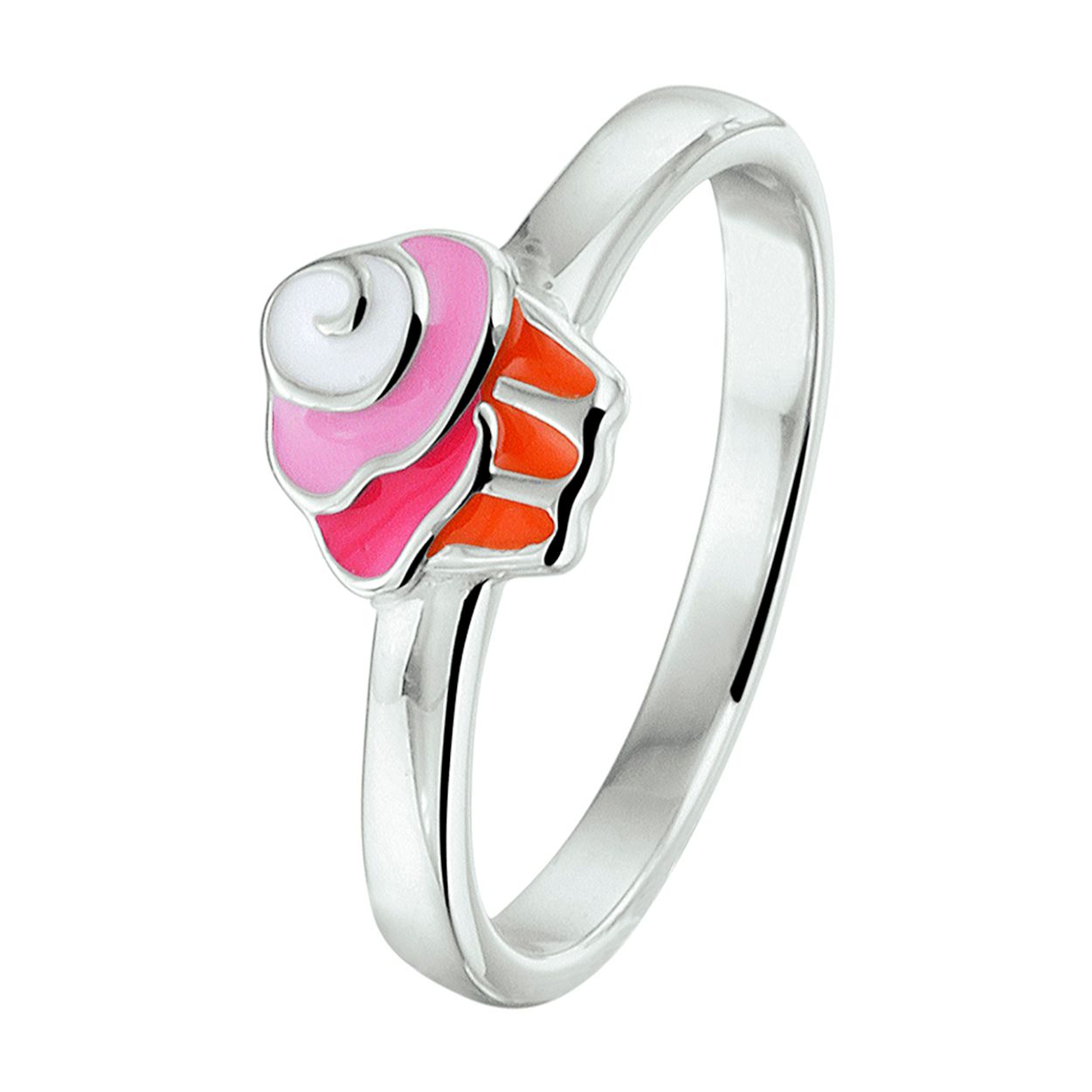 Super leuke gerhodineerd zilveren cupcake ring uitgevoerd met verschillende kleuren emaille. De ring heeft een breedte van 6.5mm. U kunt deze ring combineren met bijpassende sieraden uit onze collectie.
