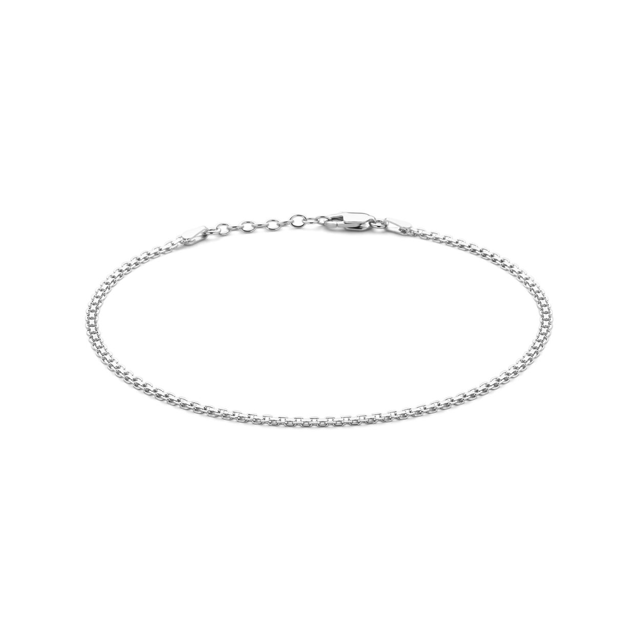 Gerhodineerd 925 zilveren enkelbandje uitgevoerd met bismarck schakel van 2.4mm. De enkelband heeft een draaglengte van 24cm met 2cm extensie.
