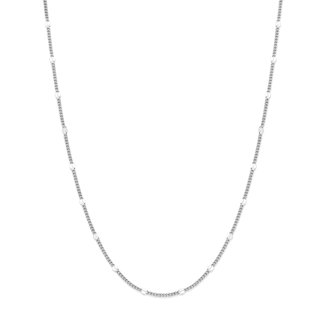 Gerhodineerd 925 zilveren collier met een schakelbreedte van 3mm. Het collier heeft een draaglengte van 37cm met een extensie van 5cm en een stevige karabijn sluiting.
