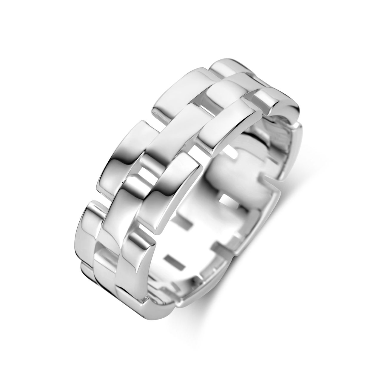 Gerhodineerd 925 zilveren ring met een breedte van 6.5mm.