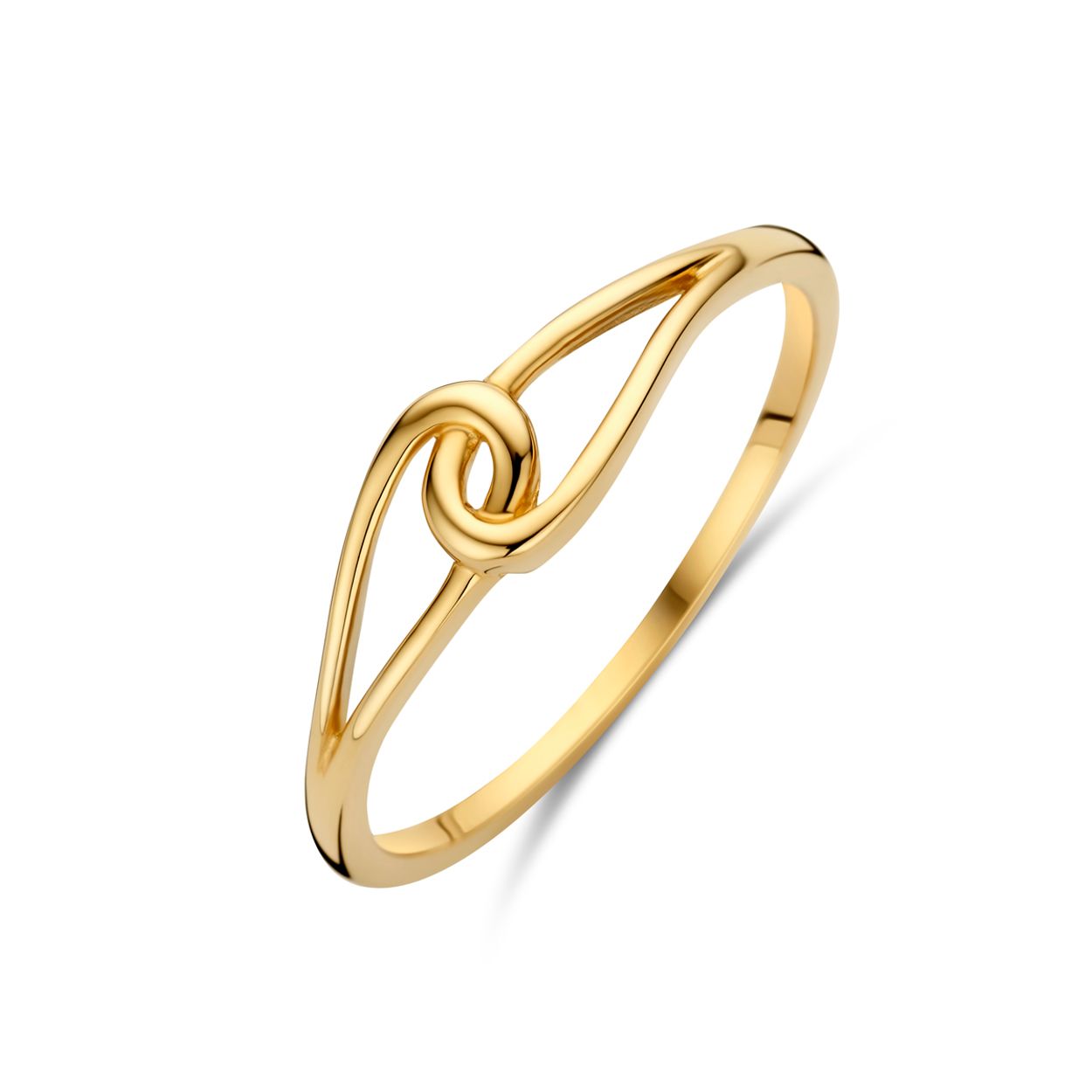 14k Geelgouden ring met een breedte van 5mm.