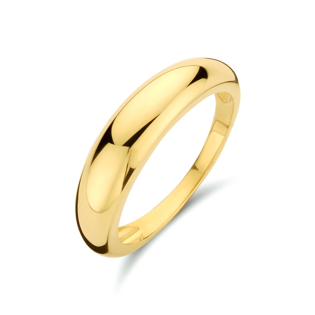14k Geelgouden ring. De ring heeft een breedte van 5mm.