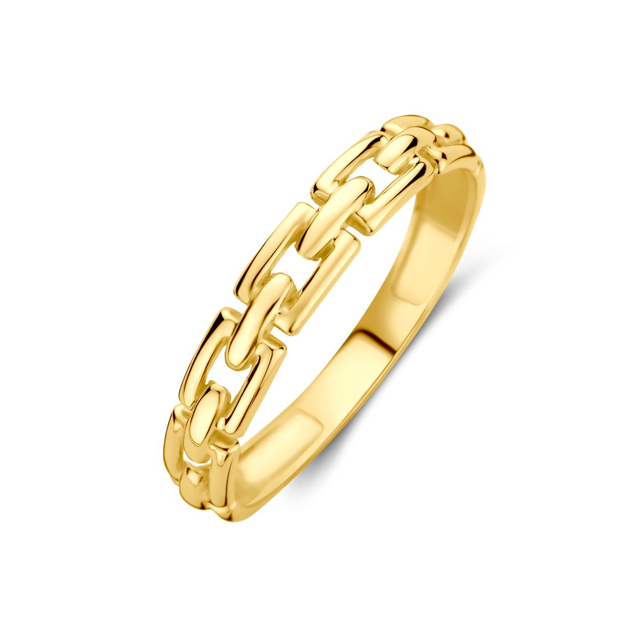 14k Geelgouden ring met een breedte van 3.5mm.