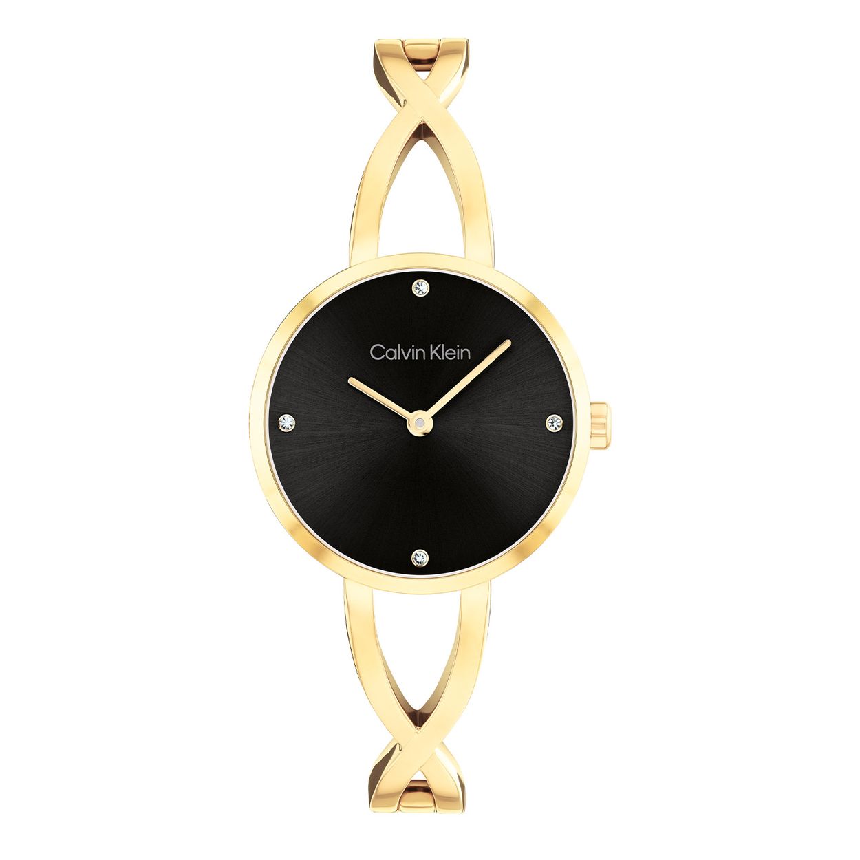 Calvin Klein CK25100059 Dames Sculpted Embrace Horloge 28mm 
Dit Calvin Klein dameshorloge met nr CK25100059 is een klassiek ontwerp. De stijlvolle ronde stalen goudkleurige kast heeft een gladde goudkleurige bezel, een zwarte sunray wijzerplaat met fijne wijzers en op de 3,6,9 en 12 een kristal als uursaanduiding. Strak aan de kast zit een stalen fijne goudkleurige bangle band die uitloopt in schakels en daar te verstellen is op maat. Het elegante dameshorloge heeft een mineraalglas, een doorsnee van 28mm en is 3ATM.

OVER CALVIN KLEIN
Calvin Klein is een wereldwijd lifestylemerk dat gewaagde, vooruitstrevende idealen en een verleidelijke, vaak minimalistische, esthetiek nastreeft. Calvin Klein werd groot in de jaren 70 door haar mode- en merkjeans collecties. In de jaren 80 lanceerde Calvin Klein haar spraakmakende ondergoed dat uitdrukkelijk van logo ’s voorzien was. Vanwege het grote succes is het merk ook succesvol uitgerold in Accessoires, Parfums, Home, Brillen, Golf, Horloges en Sieraden.
Sinds de oprichting in 1968 door Calvin Klein, heeft het merk haar reputatie opgebouwd als leider in de Amerikaanse mode, dankzij een cleane esthetiek en innovatieve ontwerpen. Calvin Klein wil haar publiek verleiden en inspireren door middel van provocerende beelden en opvallende ontwerpen die prikkelen. 

SPECIFICATIES:
- Mineraalglas
- Stalen goudkleurige kast
- Zwarte wijzerplaat 
- Stalen goudkleurige bangle band
- Rechte kastvorm, Ø 28mm
- 3ATM