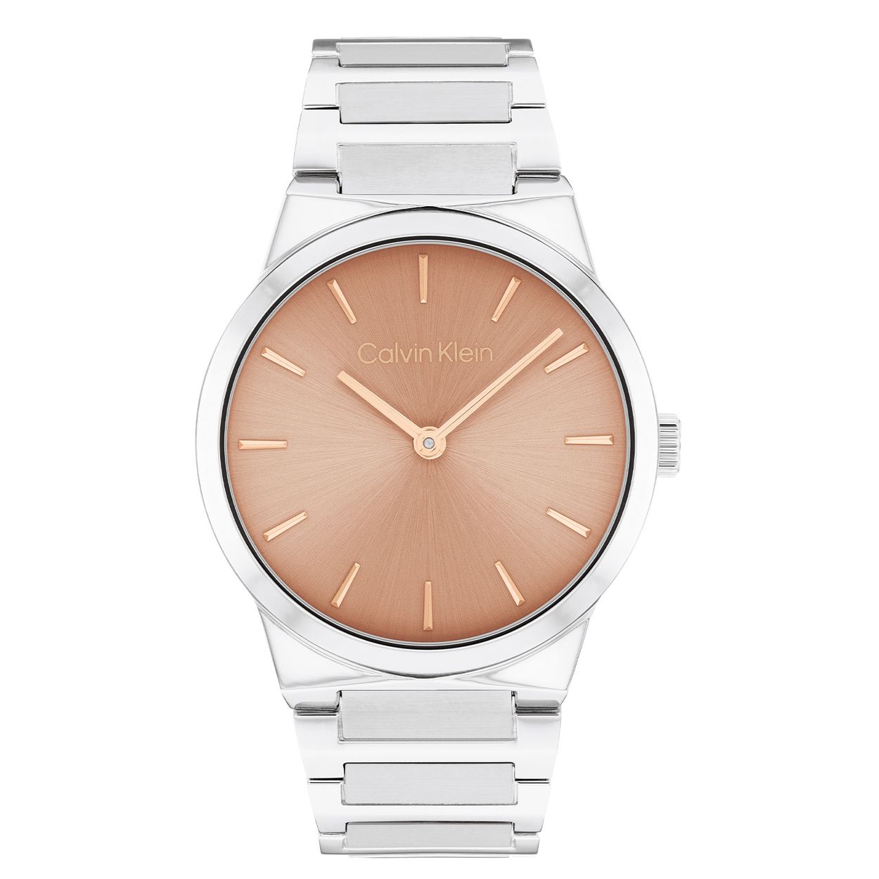 Calvin Klein CK25100085 Dames Linear Elegance Horloge 36mm 
Dit Calvin Klein dameshorloge met nr CK25100085 is een tijdloos ontwerp. De stijlvolle ronde stalen kast heeft een gladde bezel en een roze sunray wijzerplaat met fijne zilverkleurige wijzers en streepjes. Strak aan de ronde kast zit een stalen mat glanzende schakelband met een vouwsluiting. Het elegante dameshorloge heeft een mineraalglas, een doorsnee van 36mm en is 3ATM.

OVER CALVIN KLEIN
Calvin Klein is een wereldwijd lifestylemerk dat gewaagde, vooruitstrevende idealen en een verleidelijke, vaak minimalistische, esthetiek nastreeft. Calvin Klein werd groot in de jaren 70 door haar mode- en merkjeans collecties. In de jaren 80 lanceerde Calvin Klein haar spraakmakende ondergoed dat uitdrukkelijk van logo ’s voorzien was. Vanwege het grote succes is het merk ook succesvol uitgerold in Accessoires, Parfums, Home, Brillen, Golf, Horloges en Sieraden.
Sinds de oprichting in 1968 door Calvin Klein, heeft het merk haar reputatie opgebouwd als leider in de Amerikaanse mode, dankzij een cleane esthetiek en innovatieve ontwerpen. Calvin Klein wil haar publiek verleiden en inspireren door middel van provocerende beelden en opvallende ontwerpen die prikkelen. 

SPECIFICATIES:
- Mineraalglas
- Stalen kast
- Roze wijzerplaat 
- Stalen schakelband
- Ronde kastvorm, Ø 36mm
- 3ATM