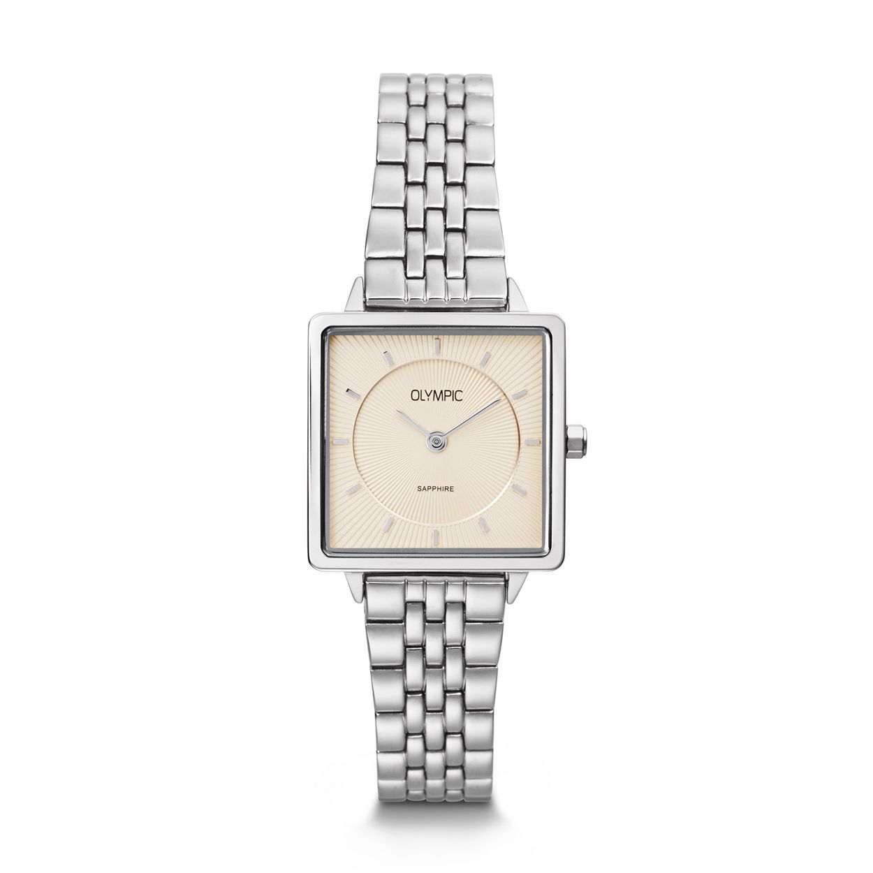 Olympic OL1DSS001 Dames Horloge Staal 25x25mm 
Dit unieke Olympic horloge met artikelnummer: OL1DSS001 is een classic dameshorloge. Het horloge heeft een vierkante stalen kast met een zilverkleurige bewerkte wijzerplaat met streepjes als uursaanduiding en fijne strakke wijzers. Aan de kast zit een fijne glanzende zilverkleurige stalen schakelband met vouwsluiting. Het horloge heeft een saffierglas, een afmeting van 25x25mm en is 3ATM.

Het merk:
Het Nederlandse horlogemerk Olympic levert stoere chronografen, slimline series, digitale uurwerken en elegante dameshorloges. De prijs-kwaliteitverhouding staat bij Olympic hoog in het vaandel met prijzen die uiteenlopen van € 34,95 tot en met € 159,00.

100% Nederlands ontwerp, waterdicht en standaard 3 jaar fabrieksgarantie.

Specificaties:
- Vierkante kast 25x25mm
- Stalen horlogekast
- Zilverkleurige wijzerplaat
- Stalen schakelband
- 3ATM 
- Standaard 3 jaar fabrieksgarantie
- Saffierglas