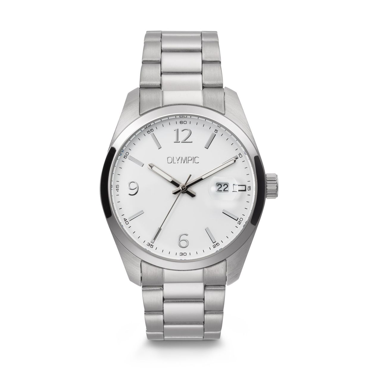 Olympic OL75HSS002 Louis Horloge Heren Staal 39mm 
Dit unieke Olympic horloge met artikelnummer: OL75HSS002 is een classic herenhorloge. Het horloge heeft een stalen kast met een glanzende bezel, een witte wijzerplaat met streepjes als uursaanduiding en een datum. Aan de kast zit een stalen schakelband met een vouwsluiting. Het horloge heeft een mineraalglas, een doorsnee van 39mm en is 5ATM.

Het merk:
Het Nederlandse horlogemerk Olympic levert stoere chronografen, slimline series, digitale uurwerken en elegante dameshorloges. De prijs-kwaliteitverhouding staat bij Olympic hoog in het vaandel met prijzen die uiteenlopen van € 34,95 tot en met € 159,00.

100% Nederlands ontwerp, waterdicht en standaard 3 jaar fabrieksgarantie.

Specificaties:
- Ronde kast Ø 39mm
- Stalen horlogekast
- Witte wijzerplaat
- Stalen schakelband
- 5ATM 
- Standaard 3 jaar fabrieksgarantie
- Mineraalglas