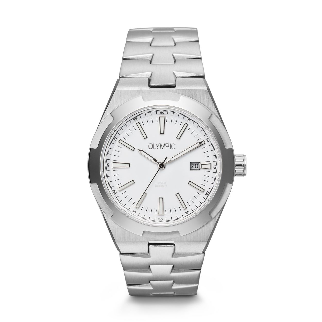 Olympic OL75HSS004 Legacy Horloge Heren Staal 41mm 
Dit unieke Olympic horloge met artikelnummer: OL75HSS004 is een classic herenhorloge. Het horloge heeft een stalen kast met een bewerkte bezel, een witte wijzerplaat met streepjes met lumibrite en een datum. Aan de kast zit een stalen schakelband met een vouwsluiting. Het horloge heeft een saffierglas, een doorsnee van 41mm en is 10ATM.

Het merk:
Het Nederlandse horlogemerk Olympic levert stoere chronografen, slimline series, digitale uurwerken en elegante dameshorloges. De prijs-kwaliteitverhouding staat bij Olympic hoog in het vaandel met prijzen die uiteenlopen van € 34,95 tot en met € 159,00.

100% Nederlands ontwerp, waterdicht en standaard 3 jaar fabrieksgarantie.

Specificaties:
- Ronde kast Ø 41mm
- Stalen horlogekast
- Witte wijzerplaat
- Stalen schakelband
- 10ATM 
- Standaard 3 jaar fabrieksgarantie
- Saffierglas