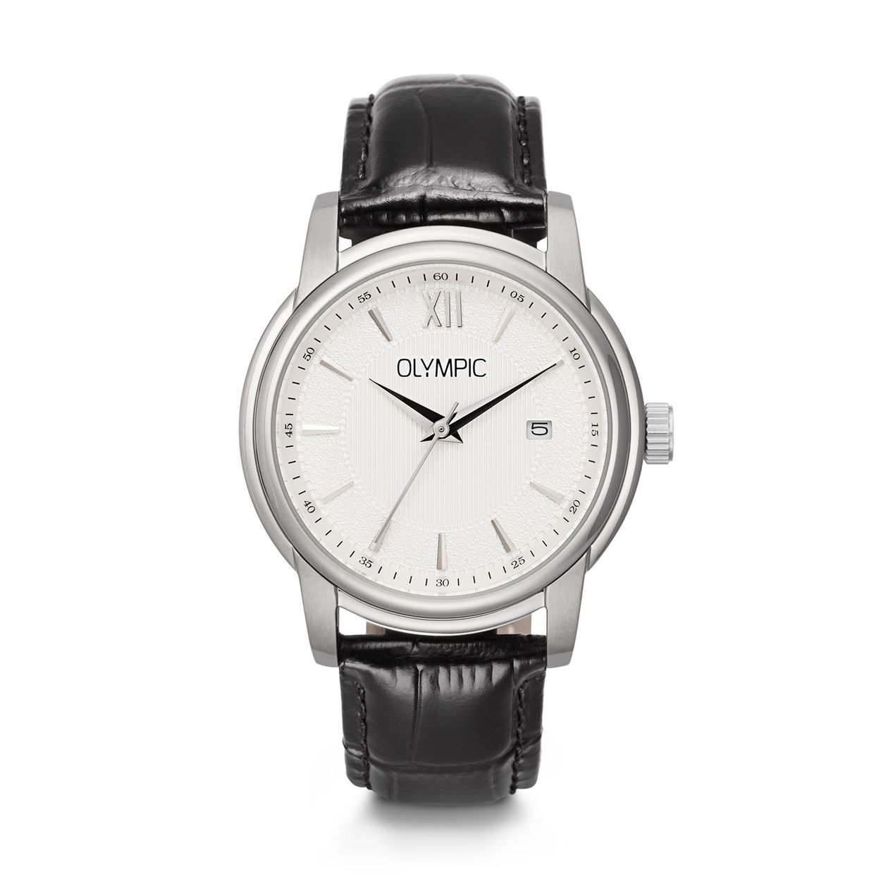 Olympic OL89HSL058 Victor Horloge Heren Staal 39mm 
Dit unieke Olympic horloge met artikelnummer: OL89HSL058 is een classic herenhorloge. Het horloge heeft een ronde stalen kast met een crème bewerkte wijzerplaat met streepjes als uursaanduiding en een datum. Aan de kast zit een zwarte krokoprint lerenband met een gespsluiting. Het horloge heeft een mineraalglas, een doorsnee van 39mm en is 5ATM.

Het merk:
Het Nederlandse horlogemerk Olympic levert stoere chronografen, slimline series, digitale uurwerken en elegante dameshorloges. De prijs-kwaliteitverhouding staat bij Olympic hoog in het vaandel met prijzen die uiteenlopen van € 34,95 tot en met € 159,00.

100% Nederlands ontwerp, waterdicht en standaard 3 jaar fabrieksgarantie.

Specificaties:
- Ronde kast Ø 39mm
- Stalen horlogekast
- Crème wijzerplaat
- Zwarte lerenband
- 5ATM 
- Standaard 3 jaar fabrieksgarantie
- Mineraalglas