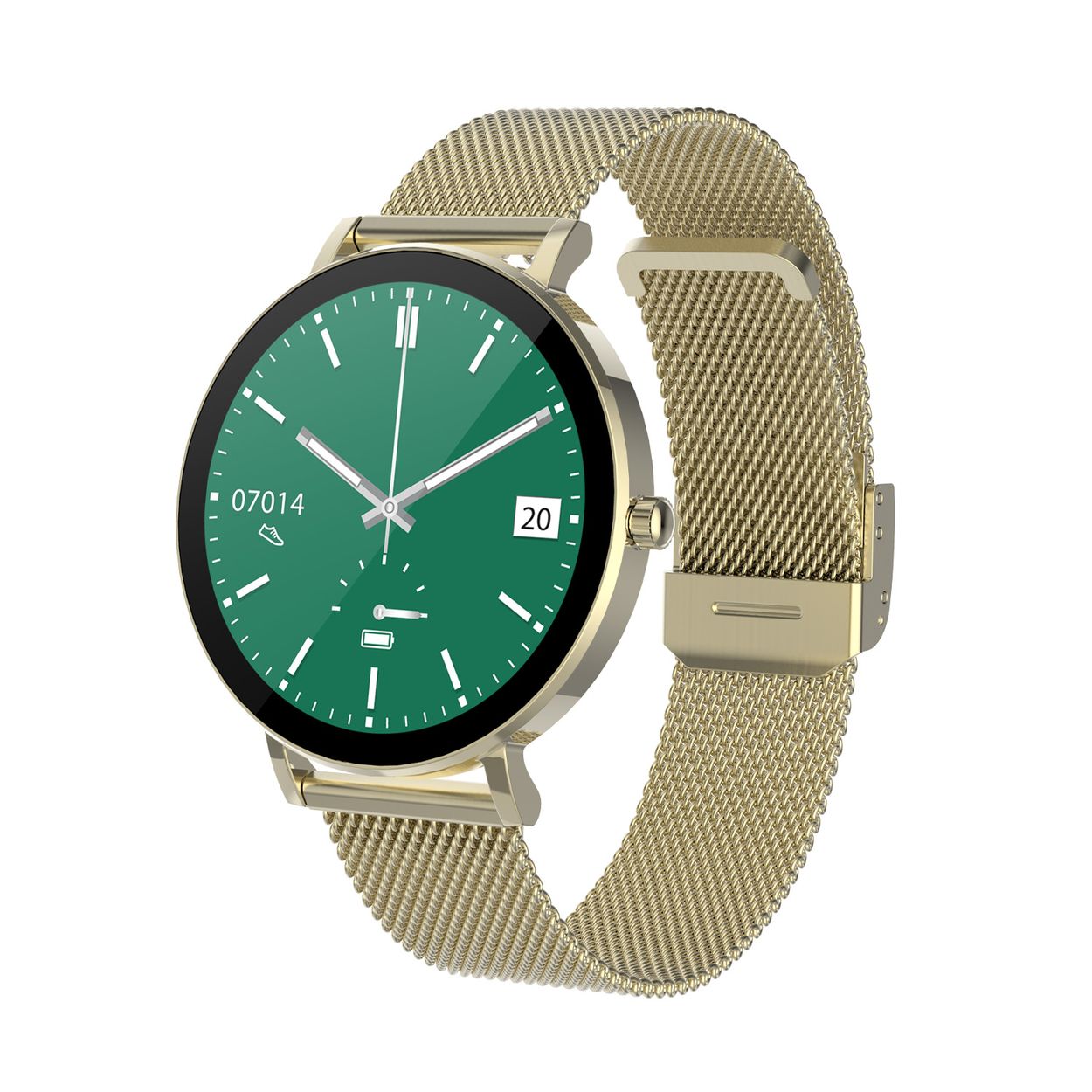 Dit is een horloge van het merk SMARTY2.0 uit de serie SW079. Met een horlogekast gemaakt van metaal en een goudkleurige band van mesh.