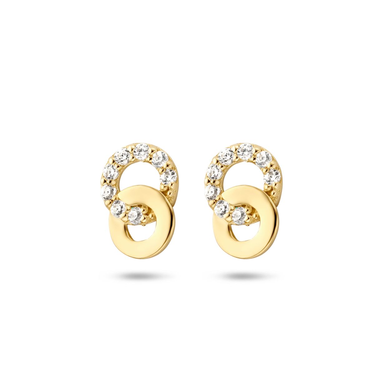 9k Geel kleurige oorknoppen met zirkonia en een afmeting van 6.5x4.5mm.