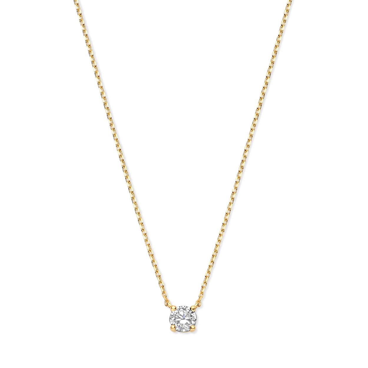 9k Geel kleurig collier uitgevoerd met zirkonia. Het collier heeft draaglentes van&nbsp;40 - 42 - 44 cm.