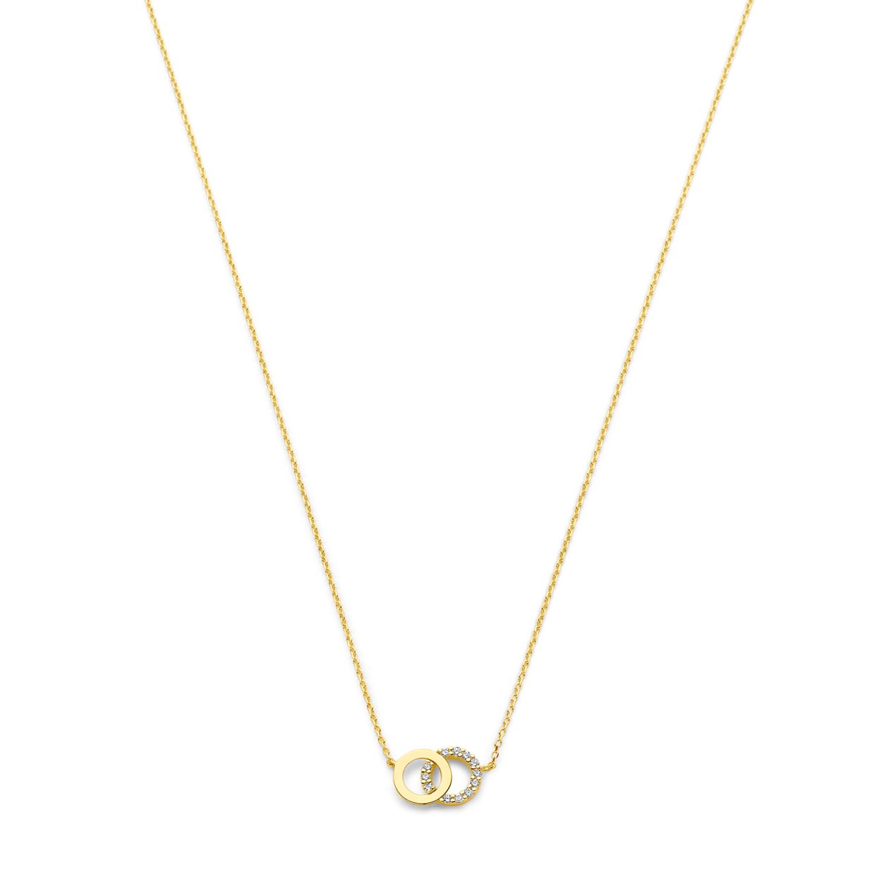 9k Geel kleurig collier met zirkonia. Het collier heeft draaglengtes van 40-42-44cm.
