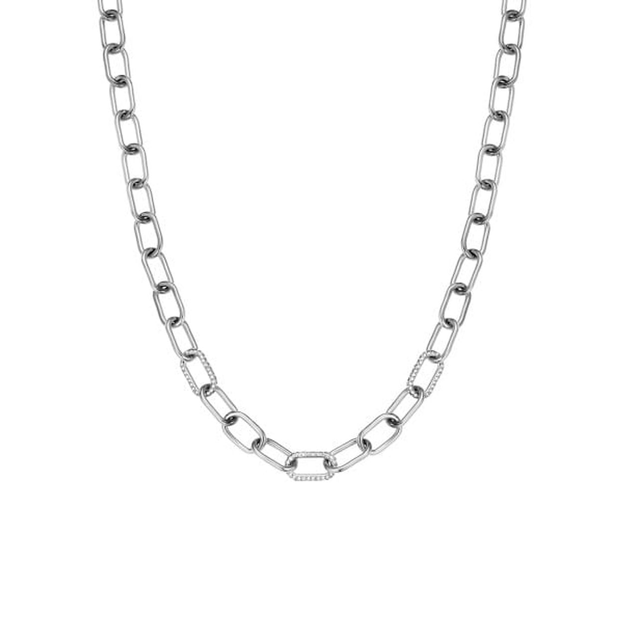  Een opvallende halsketting uit de BERING Arctic Link collectie, met zilver&shy;kleurige schakels en fonkelende witte kristallen. Het glanzende metaal en de heldere stenen zorgen voor een moderne en elegante uitstraling.  Prachtig solo gedragen als statement of gecombineerd met andere sieraden uit de Arctic Link collectie. Een tijdloze keuze voor elke dag en bijzondere momenten. 